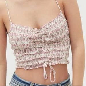 Urban Outfitters Pink Floral Smocked Camisole